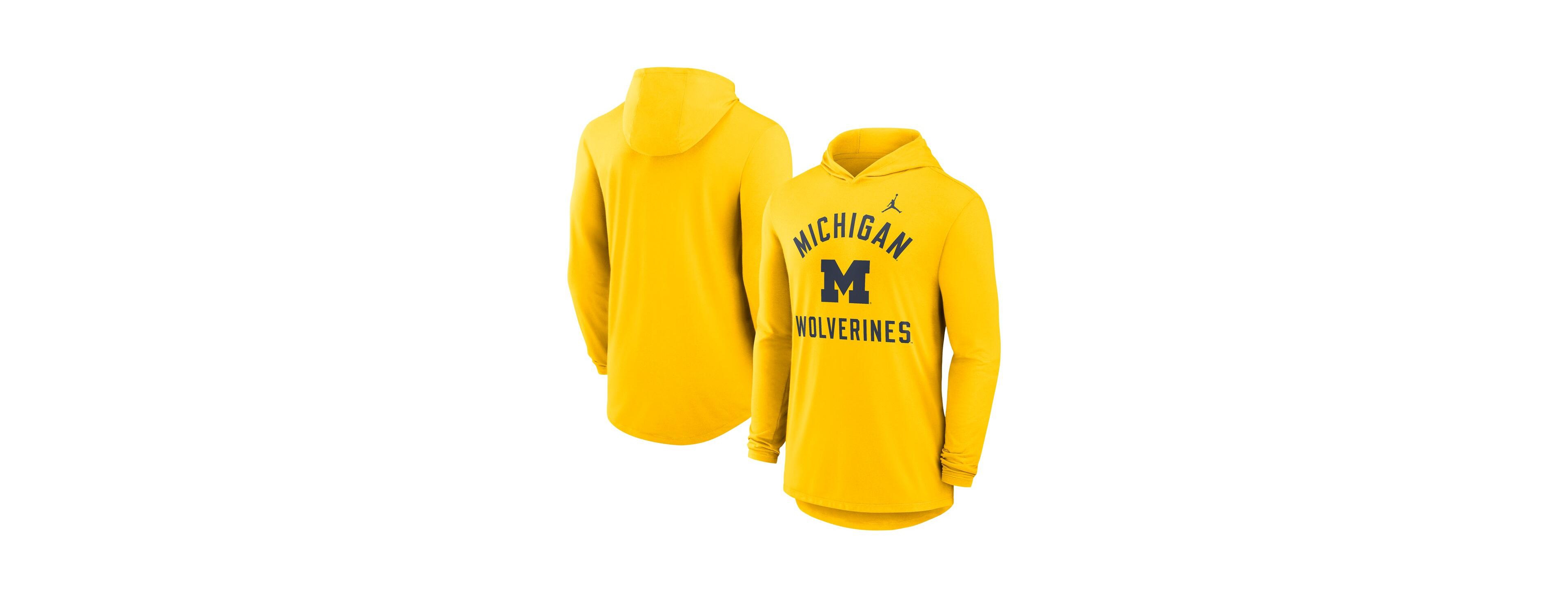Jordan Men's Maize Michigan Wolverines Classic Arch Tri-Blend Long Sleeve Hoodie T-Shirt