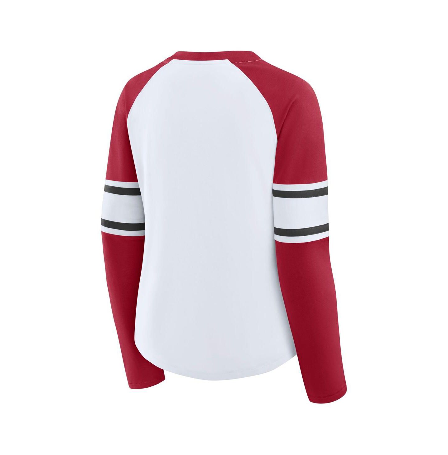 Женская футболка Fanatics White/Red Tampa Bay Buccaneers Redzone Blitz Package Raglan Lace-Up V-Neck Long Sleeve — фото 2