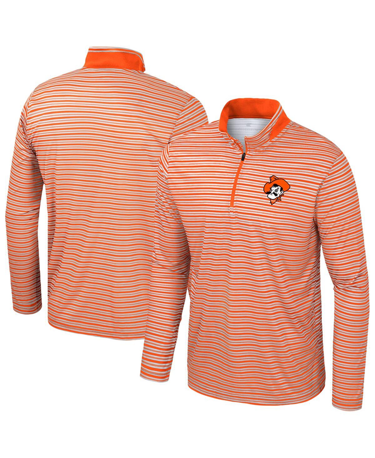 Colosseum Men's Orange Oklahoma State Cowboys Striped Quarter-Zip Top
