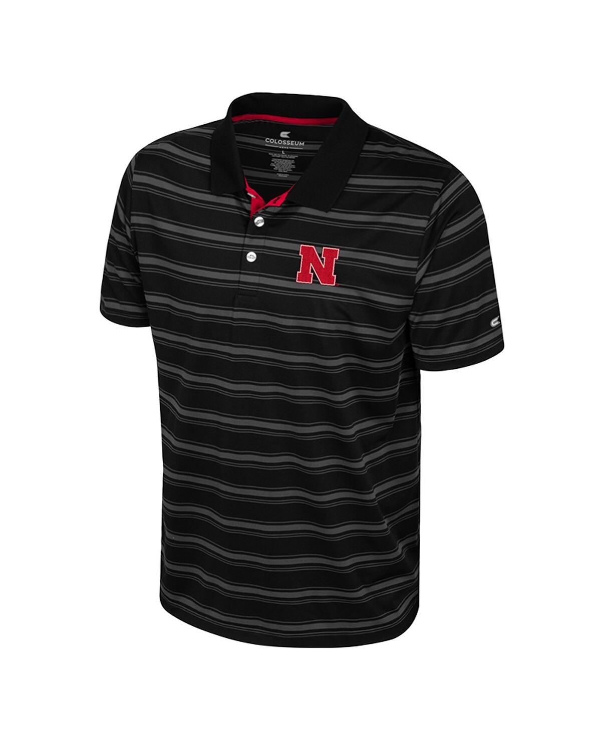 Colosseum Men's Black Nebraska Huskers Milk Steak Polo Shirt