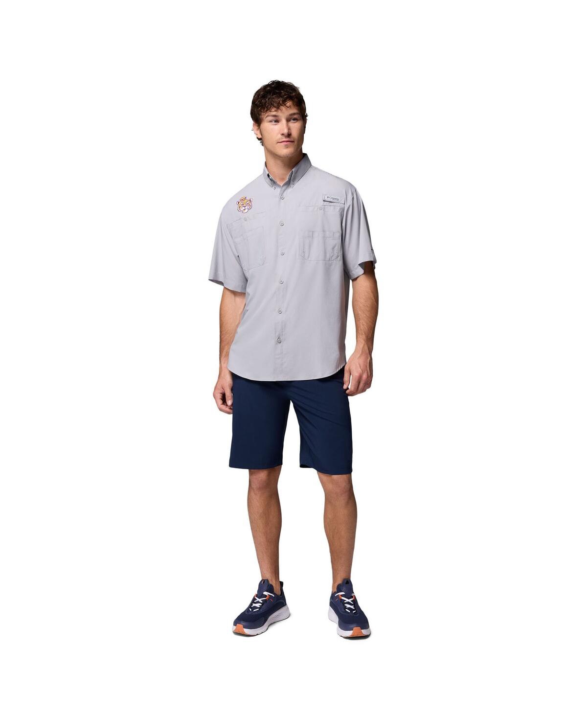Columbia Men's Gray Lsu Tigers Tamiami Omni-Shade Button-Down Shirt