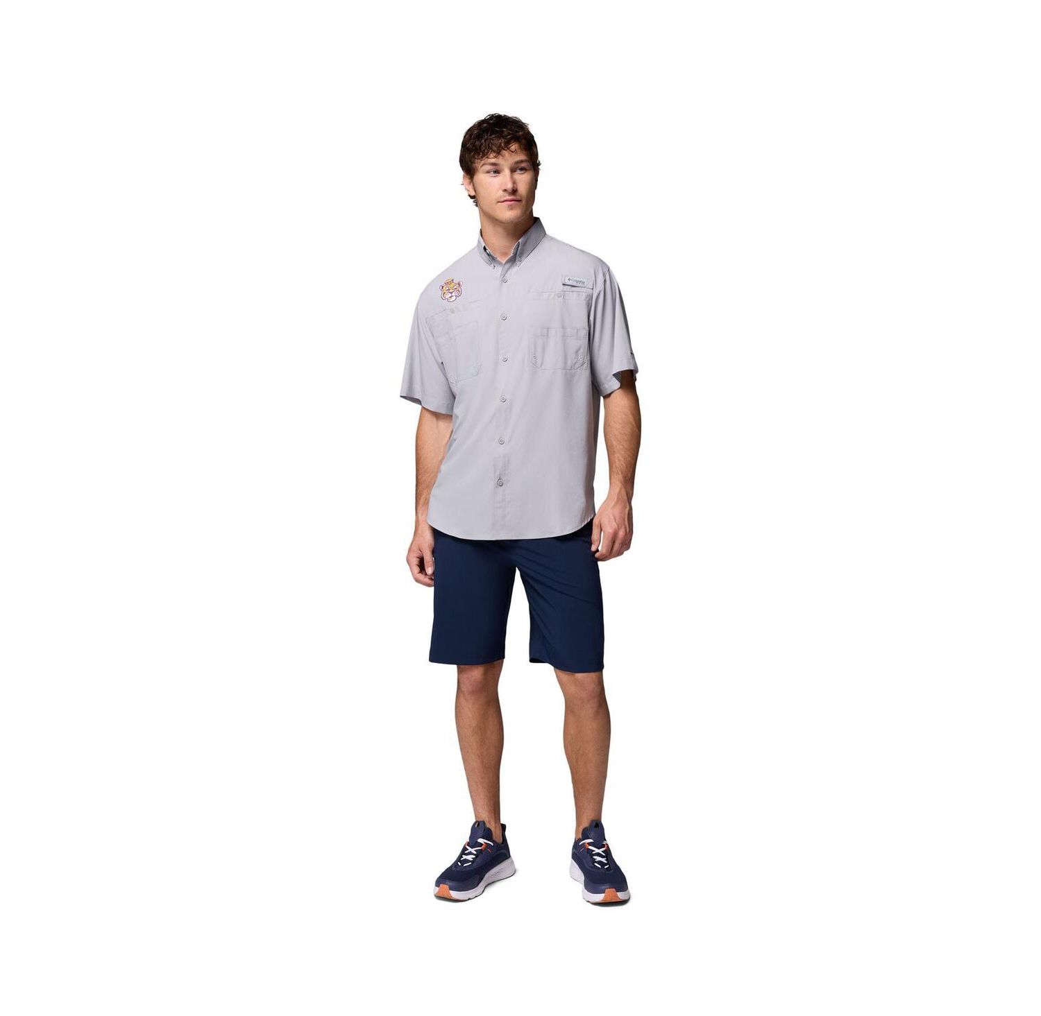 Men's Gray LSU Tigers Tamiami Omni-Shade Button-Down Shirt