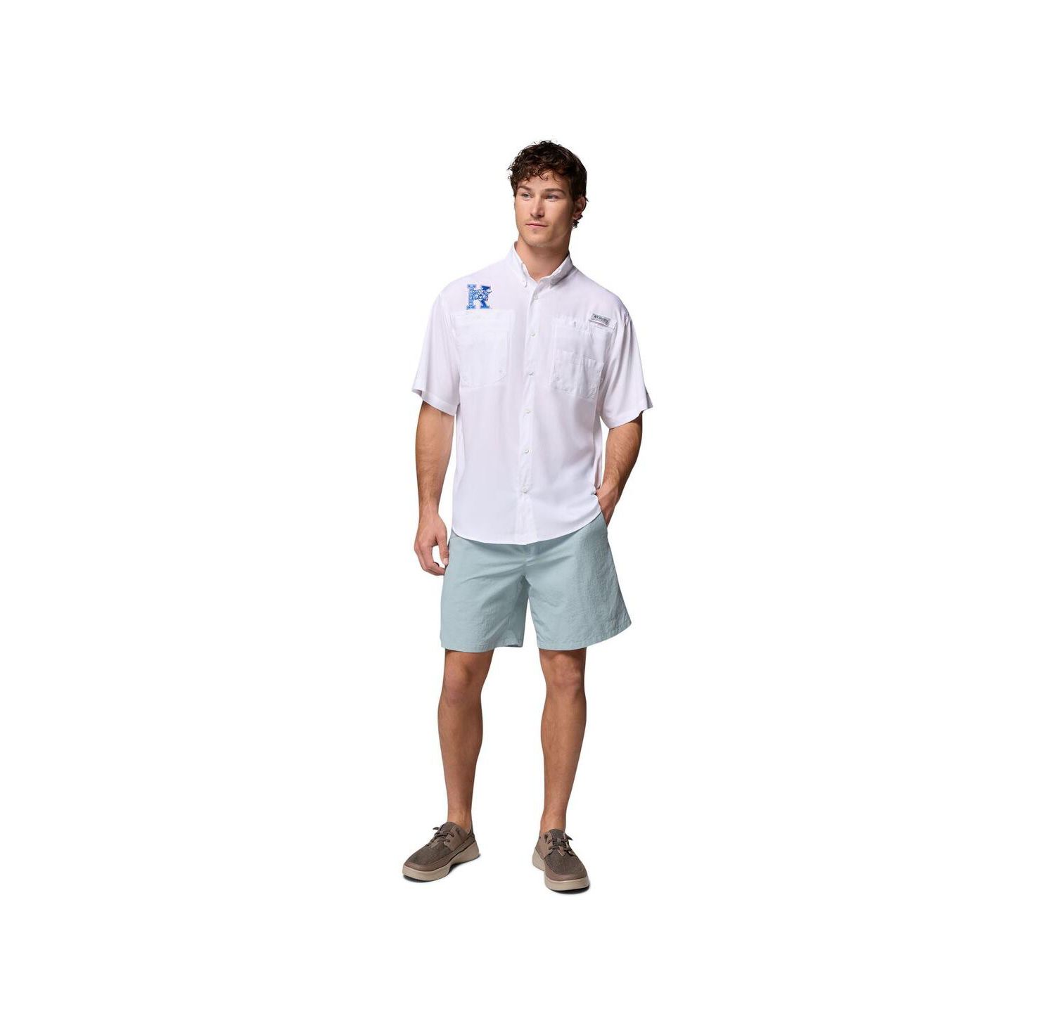 Men's White Kentucky Wildcats Tamiami Omni-Shade Button-Down Shirt