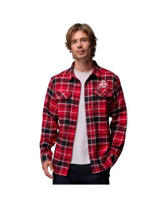 Men's Scarlet Ohio State Buckeyes Flare Gun Omni-Wick Flannel Long Sleeve Button-Up Shirt