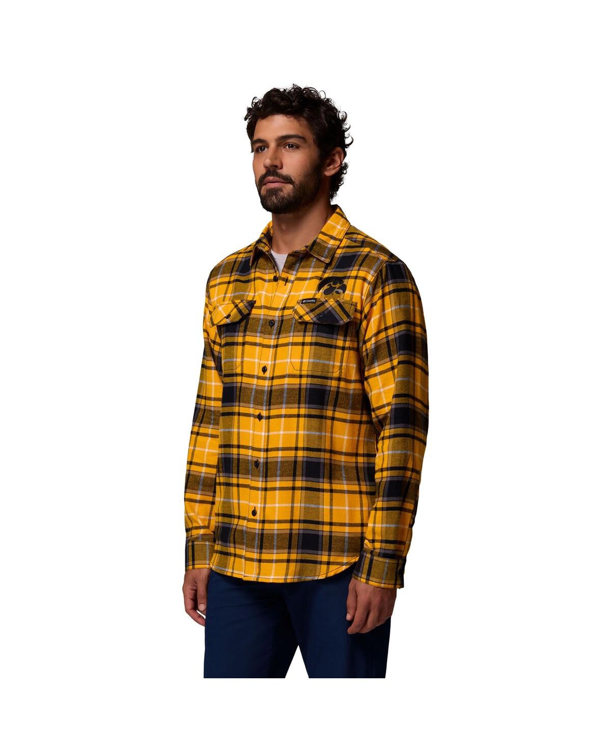 Columbia Men's Gold Iowa Hawkeyes Flare Gun Omni-wick Flannel Long Sleeve Button-up Shirt In Gold