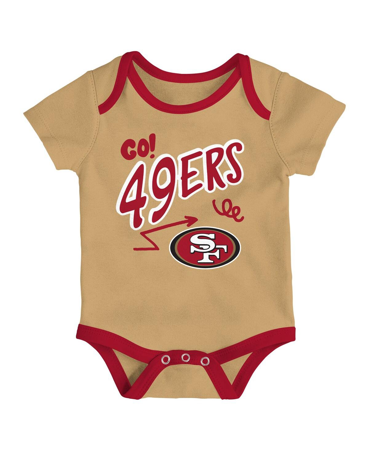 Outerstuff Baby Boys And Girls 3-piece San Francisco 49ers All Day Play Bodysuit Set In Multi