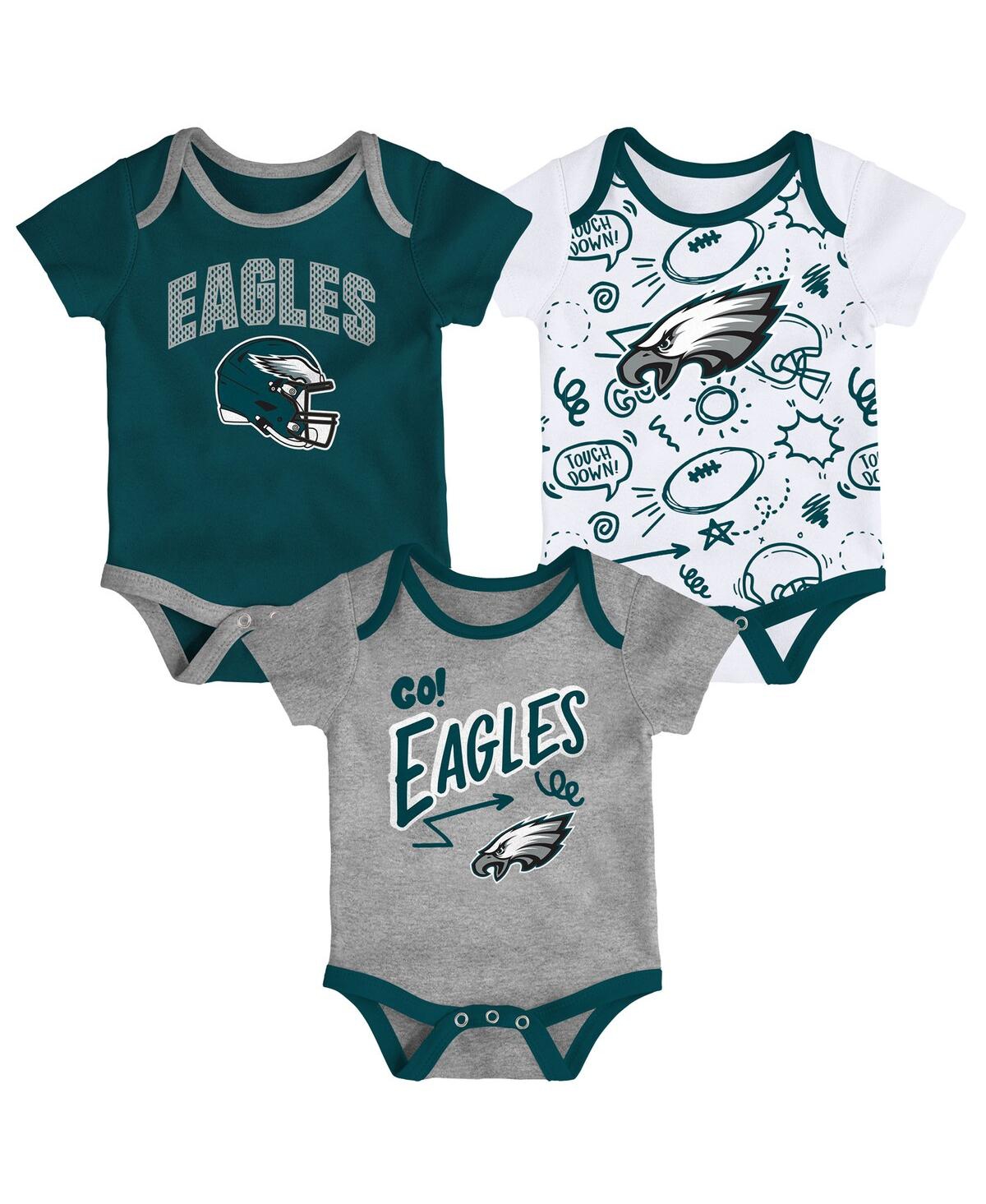 Outerstuff Baby Boys And Girls 3-piece Philadelphia Eagles All Day Play Bodysuit Set In Multi