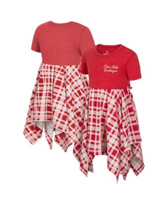 Colosseum - Girls Toddler Scarlet Ohio State Buckeyes Marceline Plaid Dress