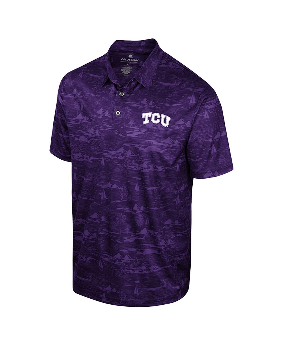Colosseum Men's Purple Tcu Horned Frogs Daly Print Polo Shirt In Purple