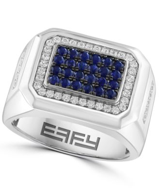 Sapphire (3/4 ct. t.w.) and White Zircon (5/8 ct. t.w.) Ring in Sterling Silver