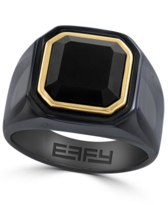 Men's Onyx Ring in 14K Gold over Silver