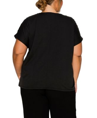 Plus Size Cheetah Burnout Contrast Yoke Dolman Top