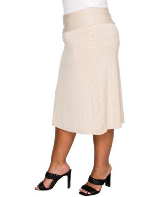 Plus Size Cheetah Burnout Contrast Fold Over Midi Skirt