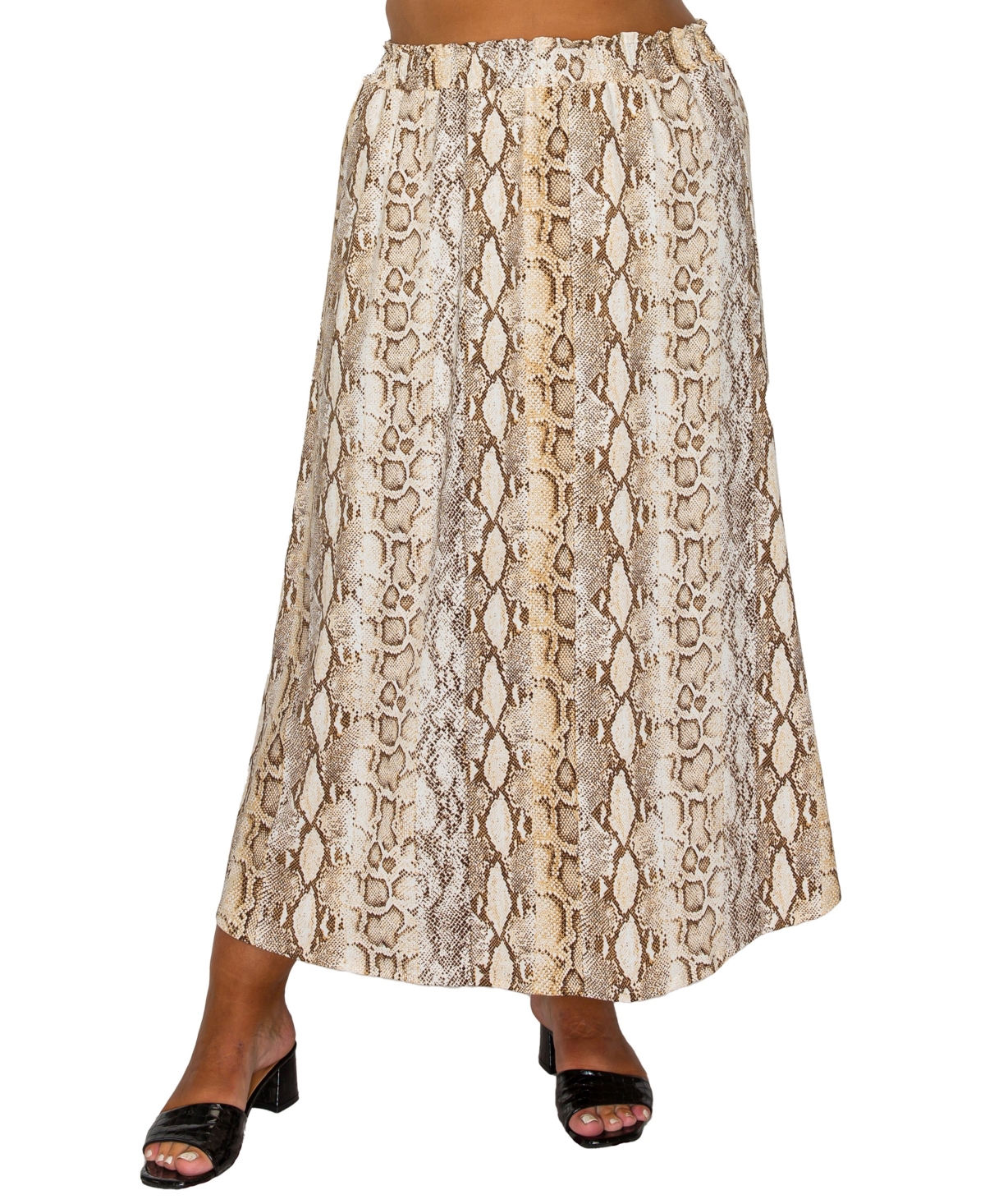 Coin 1804 Plus Python Elastic Waist Maxi Skirt