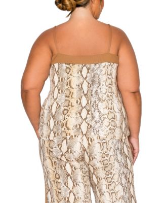 Plus Size Python Contrast Panel Cami Top