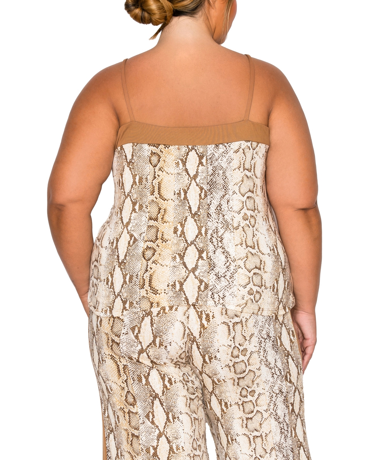 Coin 1804 Plus Size Python Contrast Panel Cami Top In Multi
