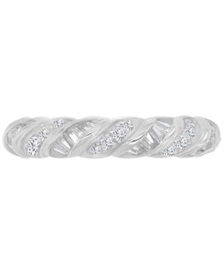 Cubic Zirconia Baguette Cut Twisted Eternity Ring (4.55 ct.t.w.) in Sterling Silver