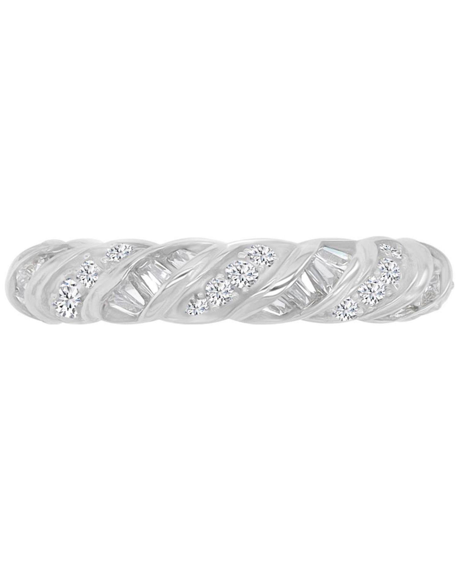 Cubic Zirconia Baguette Cut Twisted Eternity Ring (4.55 ct.t.w.) in Sterling Silver