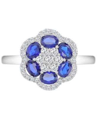 Blue Sapphire (1.2 ct. t.w.) and White Sapphire (0.47 ct. t.w.) Ring in Sterling Silver