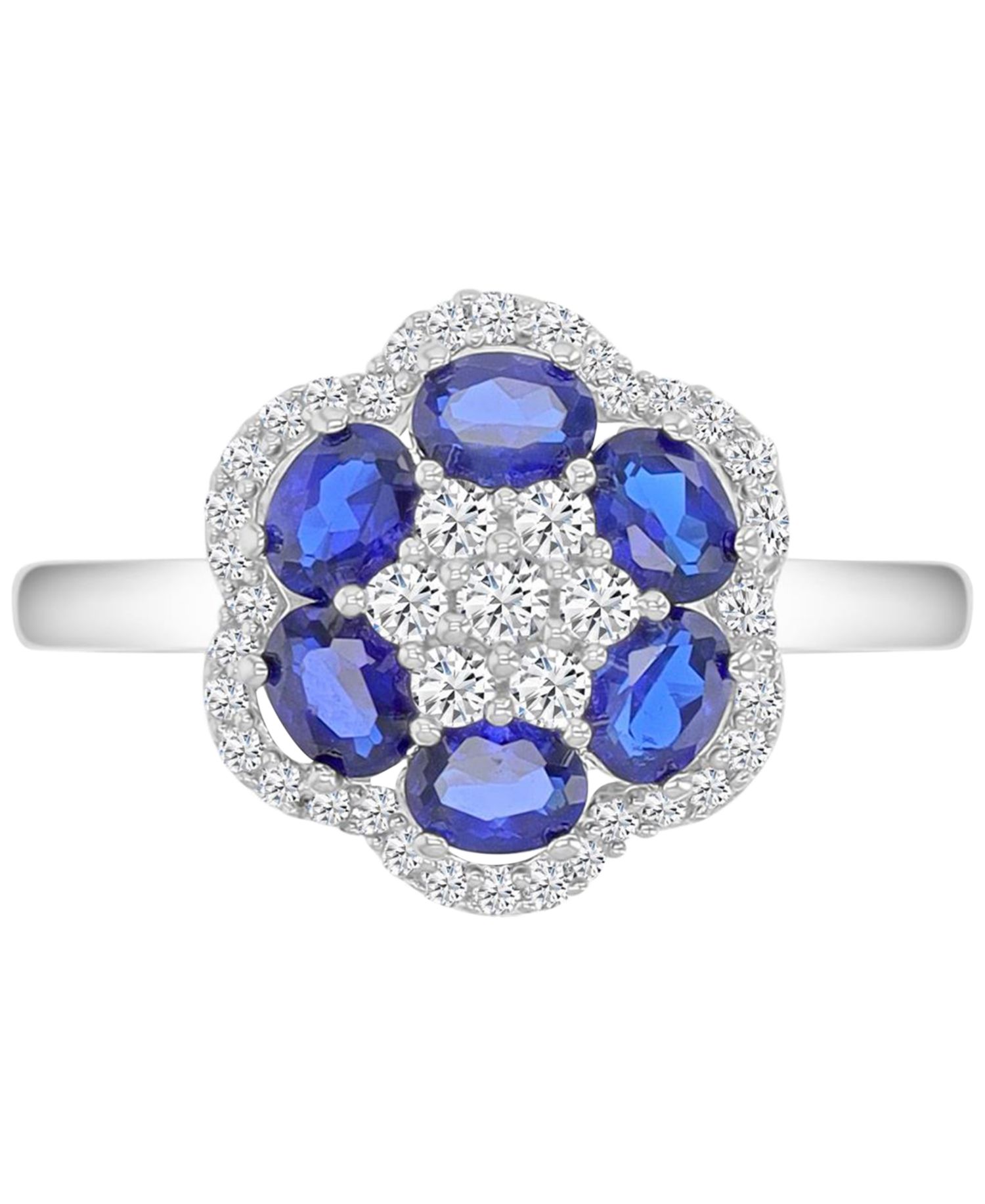 Blue Sapphire (1.2 ct. t.w.) and White Sapphire (0.47 ct. t.w.) Ring in Sterling Silver