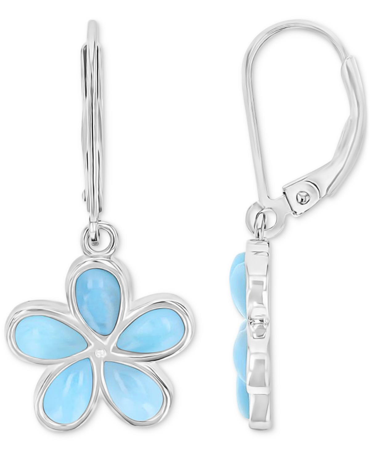 Macy's Flower Shape Opal (2.5 Ct. T.w.) Earrings In Sterling Silver In Silver