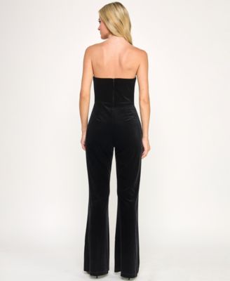 Juniors Velvet Tuxedo Jumpsuit