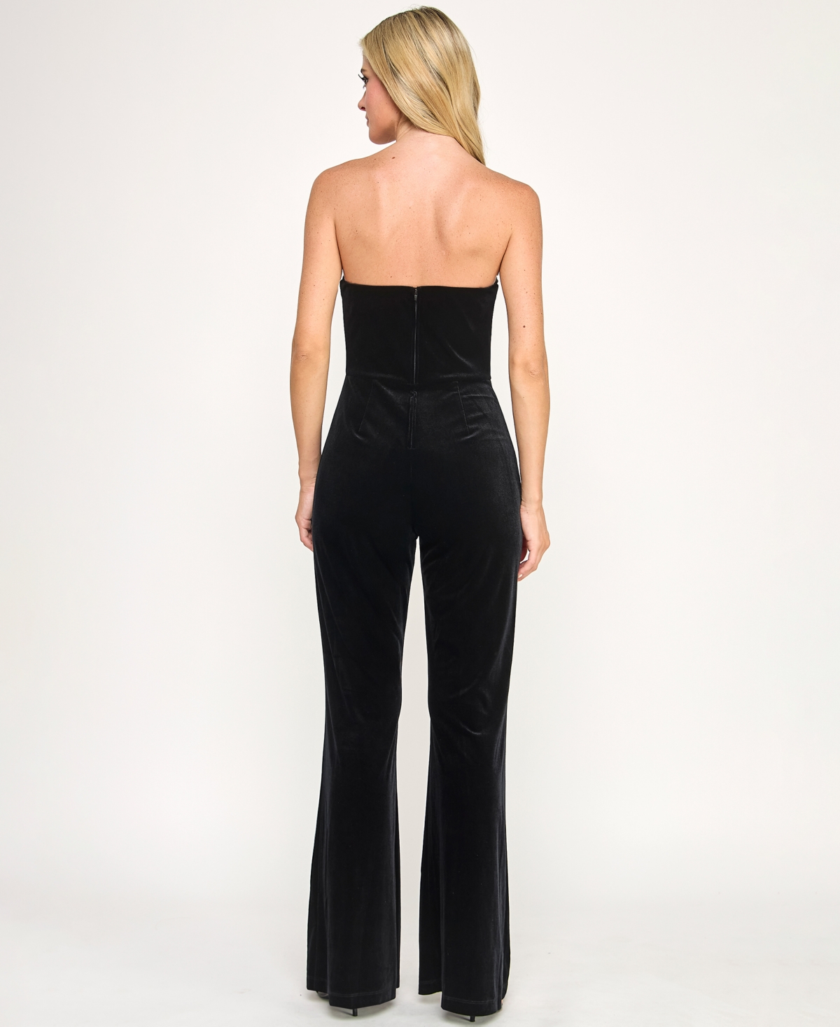 Seni & Cade Juniors Velvet Tuxedo Jumpsuit In Black