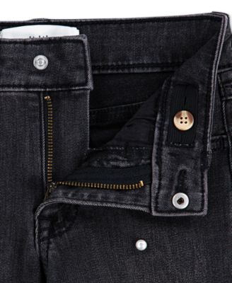 Girls' High-Rise Embellished Wide Leg Jeans