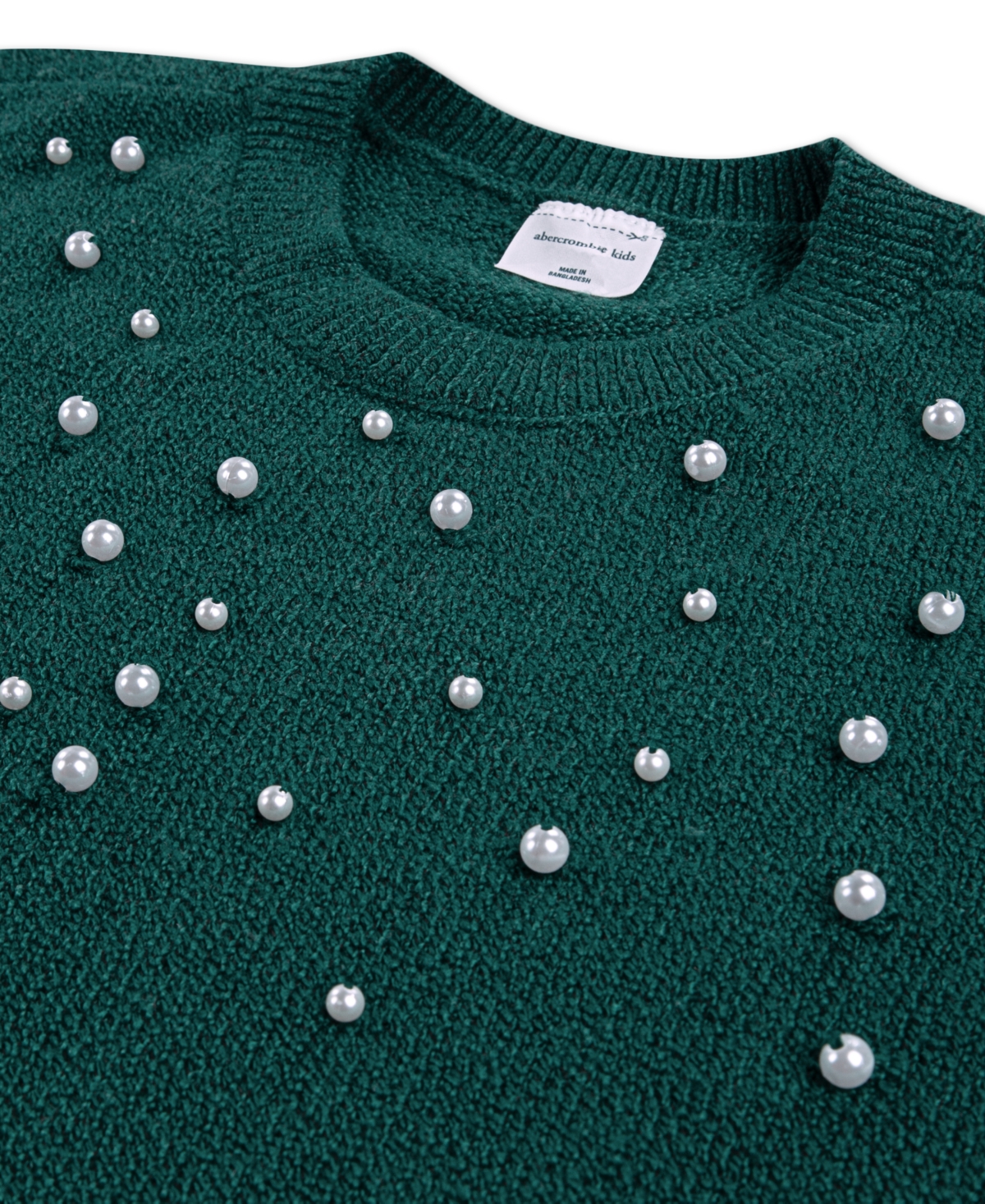 Abercrombie Girls Sparkle Crew Sweater In Green