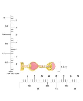 Macy’s Cubic Zirconia (0.25 ct. t.w.) and Pink Enamel Heart Eternity Band Ring in 14K Yellow Gold Over Sterling Silver