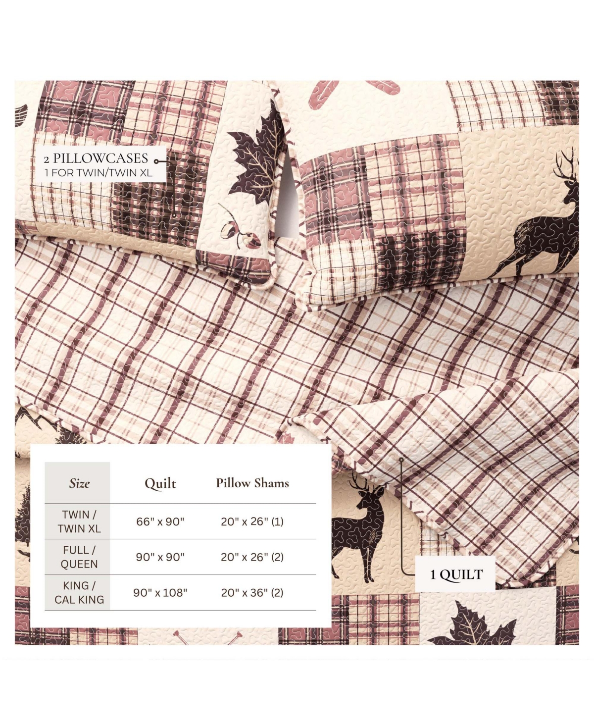 Linery & Co. Rustic Lodge Patchwork Microfiber Quilt Set With Shams