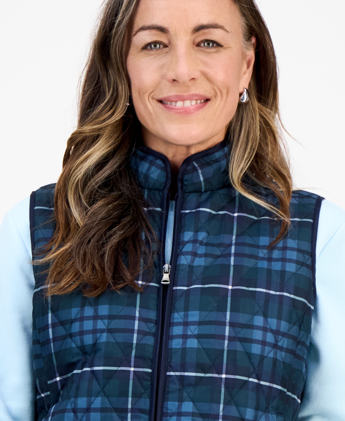 Style & Co Petite Quilted Vest, Created For Macy's In Blue