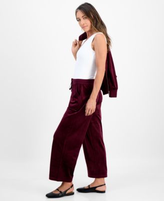 Petite Pull-On Wide-Leg Velour Lounge Pants, Macy's Exclusive 