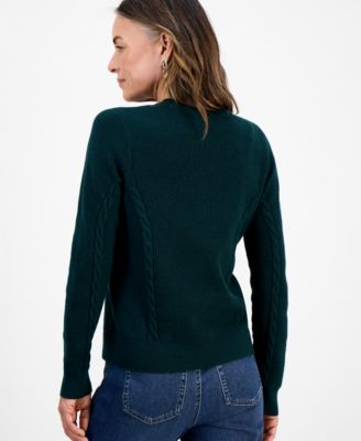 Petite Ribbed Cable Crewneck Sweater, Macy's Exclusive