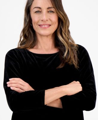 Petite Velvet Boat-Neck Top, Macy's Exclusive