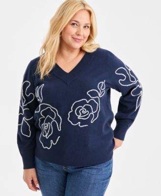 Style & Co - Plus Size Embroidered Soutache Sweater