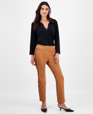 JM Collection - Petite Sequin-Trim Cambridge Pants