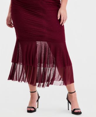 Trendy Plus Size Embellished Ruched Dress 