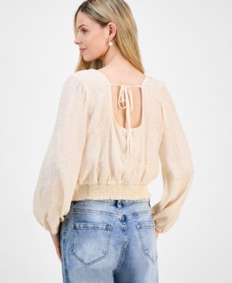 Petite Embroidered Lace-Trim Top, Macy's Exclusive