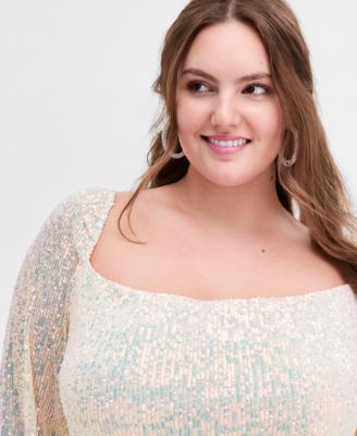 Trendy Plus Size Long-Sleeve Square-Neck Dress