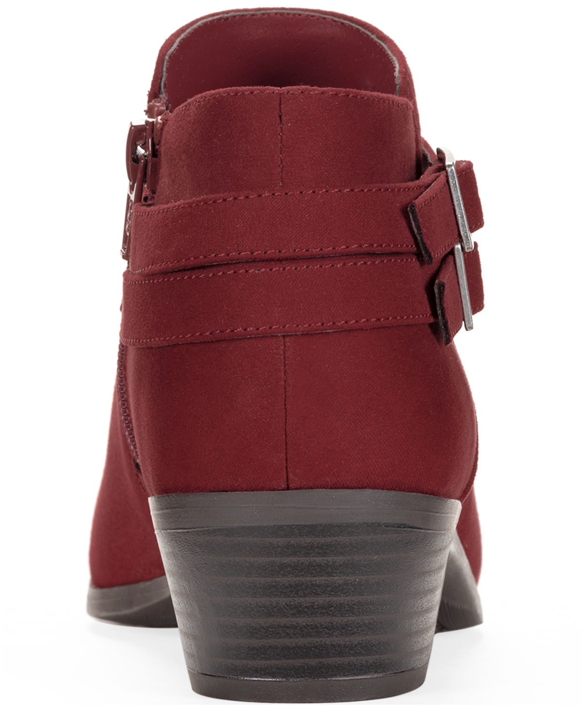 Style & Co Women's Willaa Belt Block Heel Booties, Macy's Exclusive In Burgundy