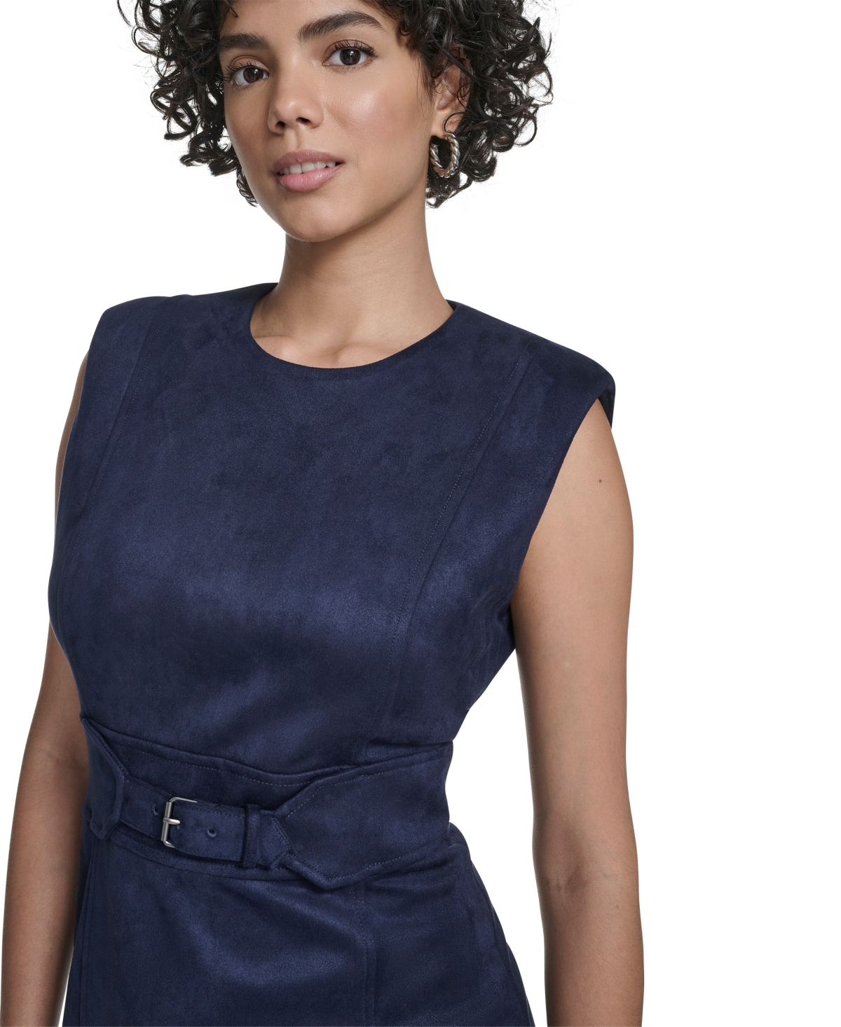 Calvin Klein Women's Sleeveless Crewneck Short Dress In Blue