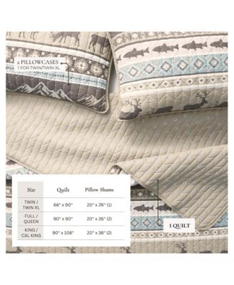 Wildlife Stripe Microfiber Quilt Set With Shams