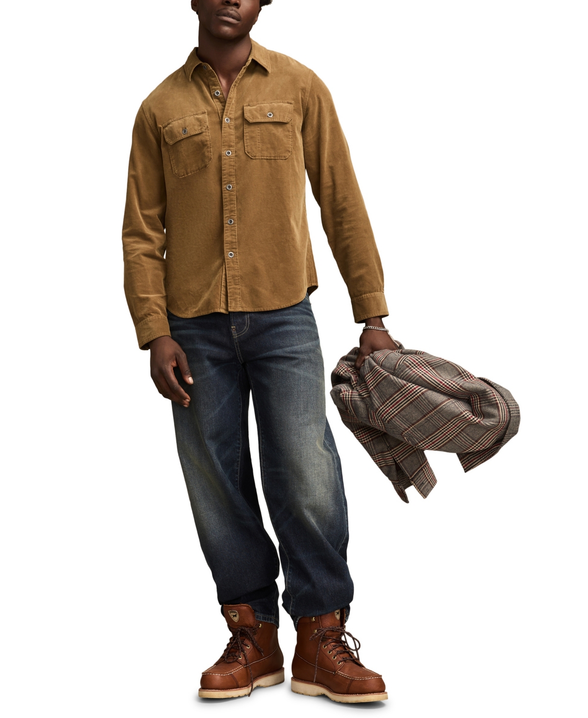 Lucky Brand Cotton Corduroy Button-up Utility Shirt In Brown