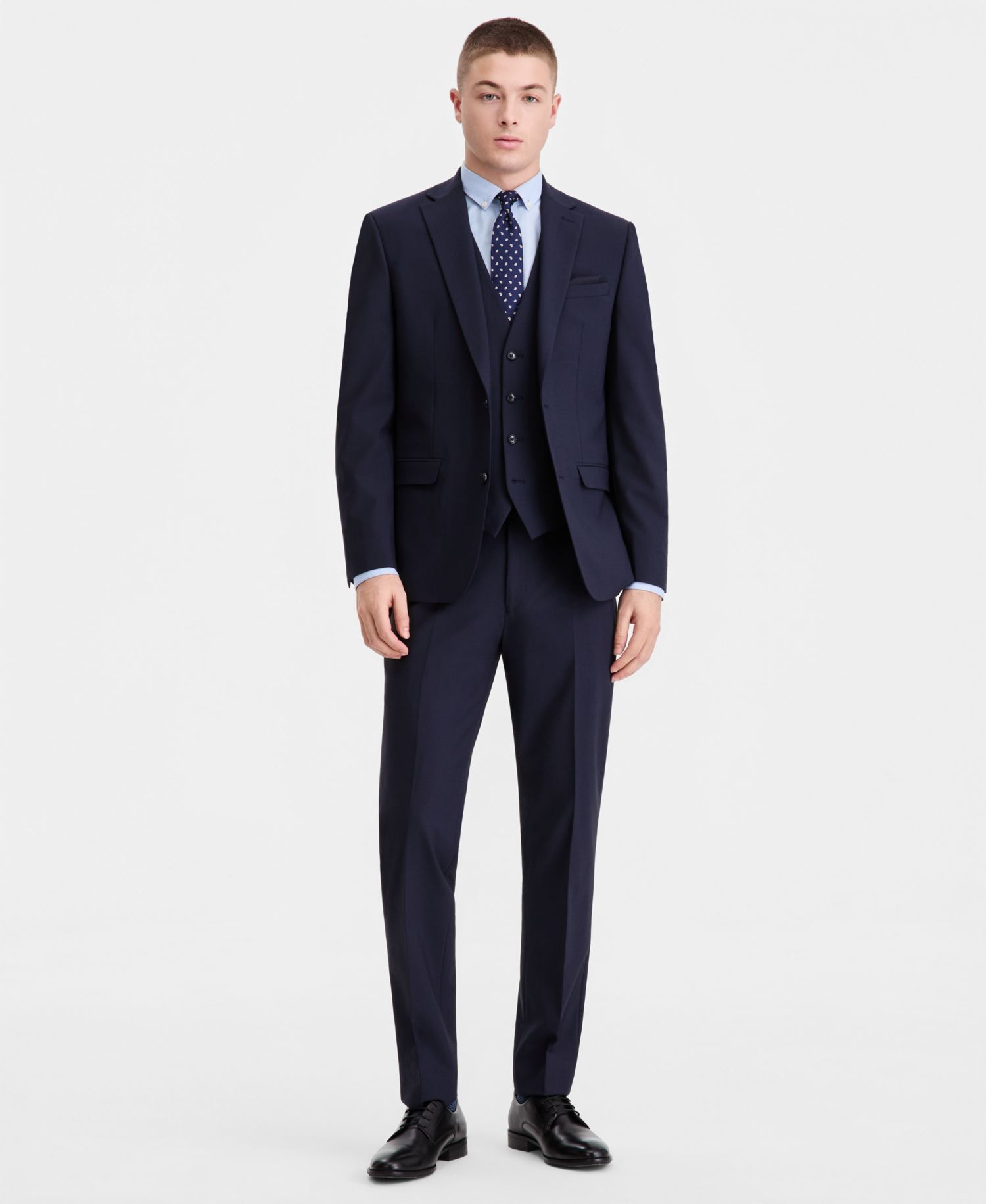 Men's Slim-Fit Solid Wool Suit Separates