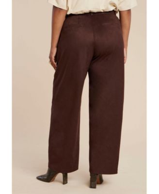 Women's Plus Size Faux Suede Wide Leg Pant