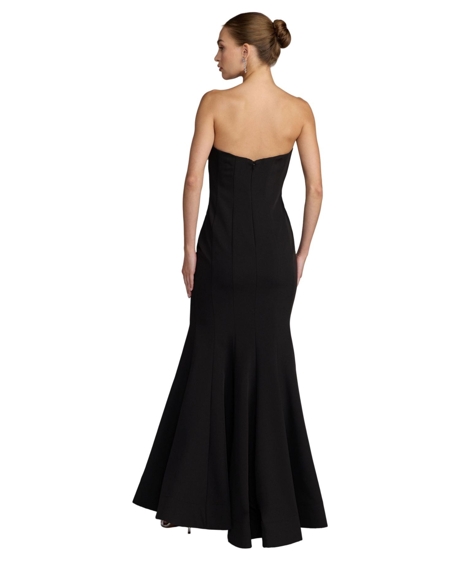 Women's Crepe Strapless Mermaid Gown With 3D Flowers