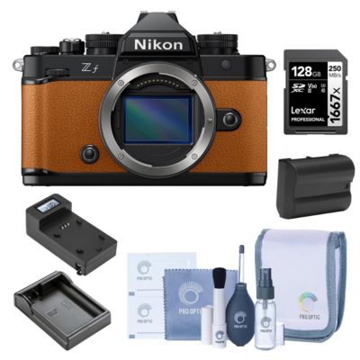 Z f Mirrorless Camera, Orange, Bundle with 128GB Memory Card, EN-EL15c Battery, Smart Charger Plate, Charger Base, Cleaning Kit