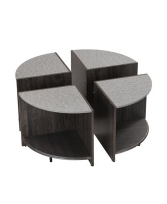 Streamdale 4 Piece of Industrial Round Coffee Table,Sturdy and Easy Assembly, 2-Tier with Storage for Living Room, Garden, gray