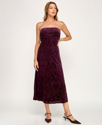 Juniors' Burnout Velvet Sleeveless Scarf Midi Dress